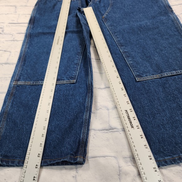 Carhartt B73 DST MENS 44X30 Double Knee Loose Fit Carpenter Blue Denim Jeans - Picture 2 of 13